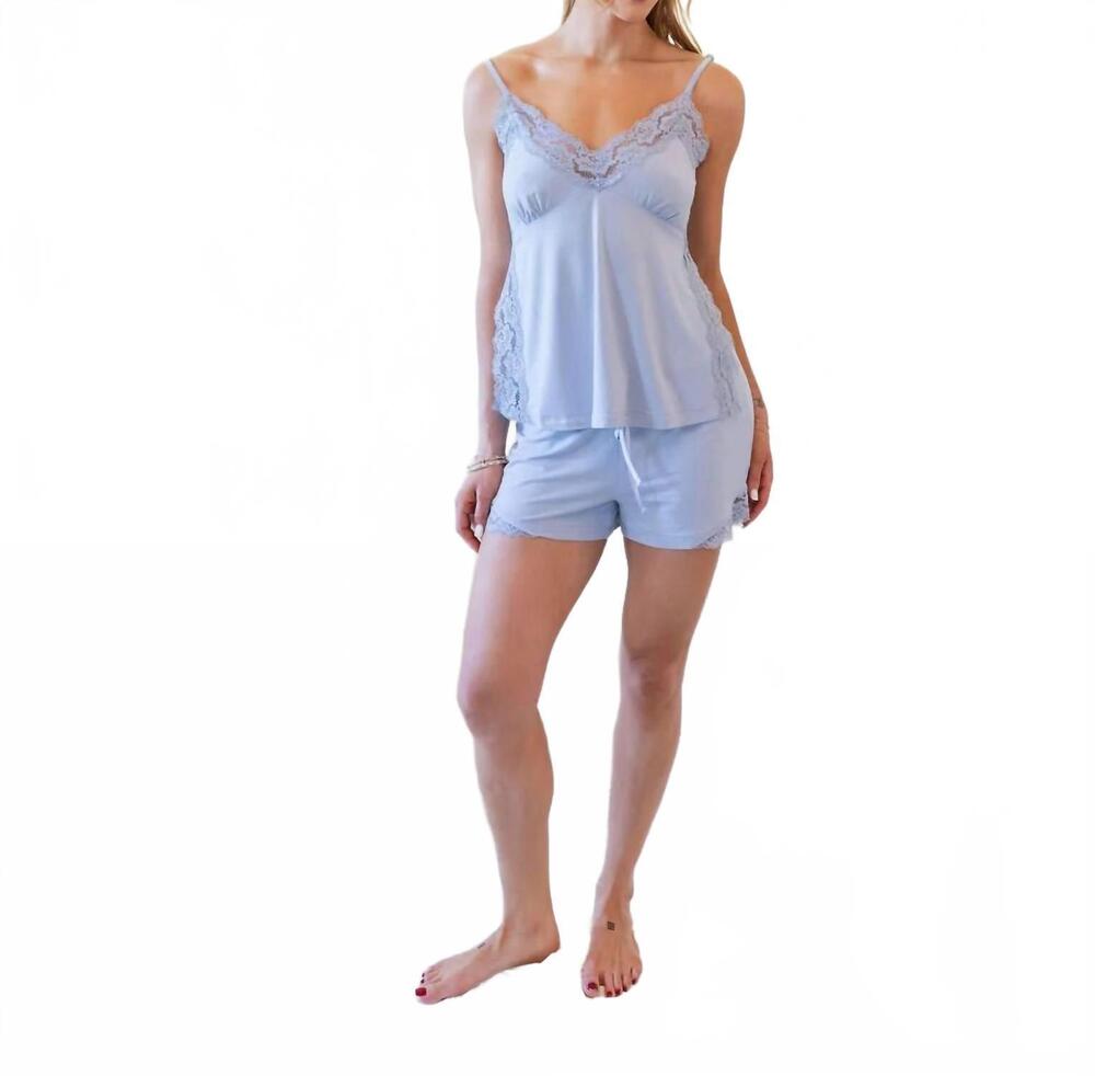 NEW WAVERLES ivy bamboo tank & shorts set in dusty blue